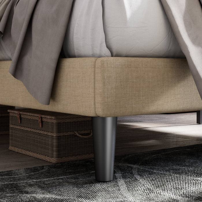 Left. Hivvago - Hivvago Full Size Adjustable Height Platform Bed Frame with Upholstered Headboard - Beige.