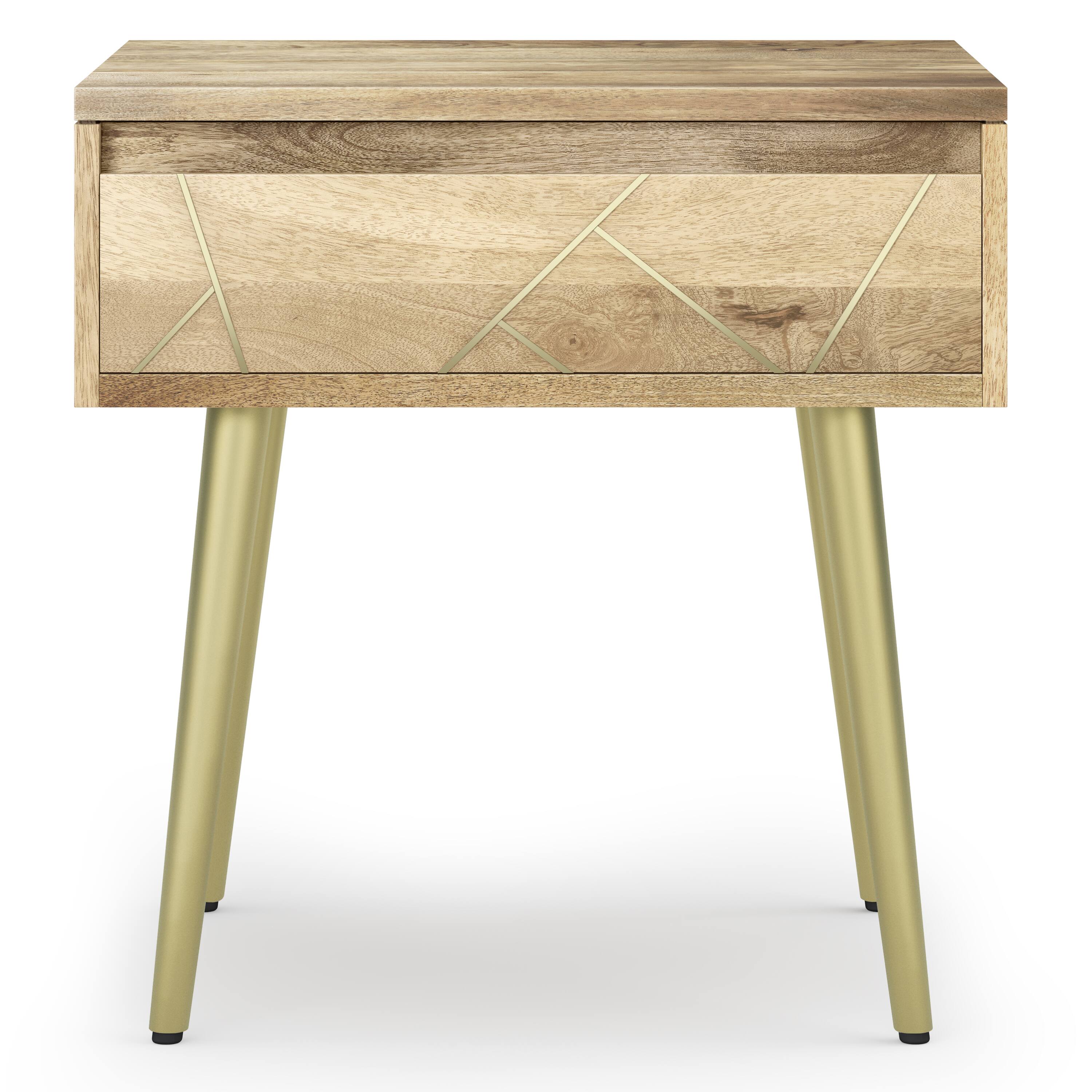 Left. Simpli Home - Jager Mid Century - Contemporary 22 inch Wide Metal Side Table in Natural - Natural.