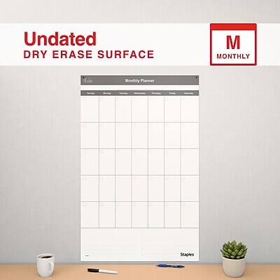 Undated  
DRY ERASE SURFACE  

M MONTHLY  

Monthly Planner  

Staples