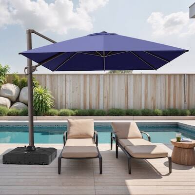 Alt View 7. Crestlive Products - Crestlive Products 13ft Aluminum Navy Slide-tilt Cantilever Patio Umbrella Base - Navy blue.
