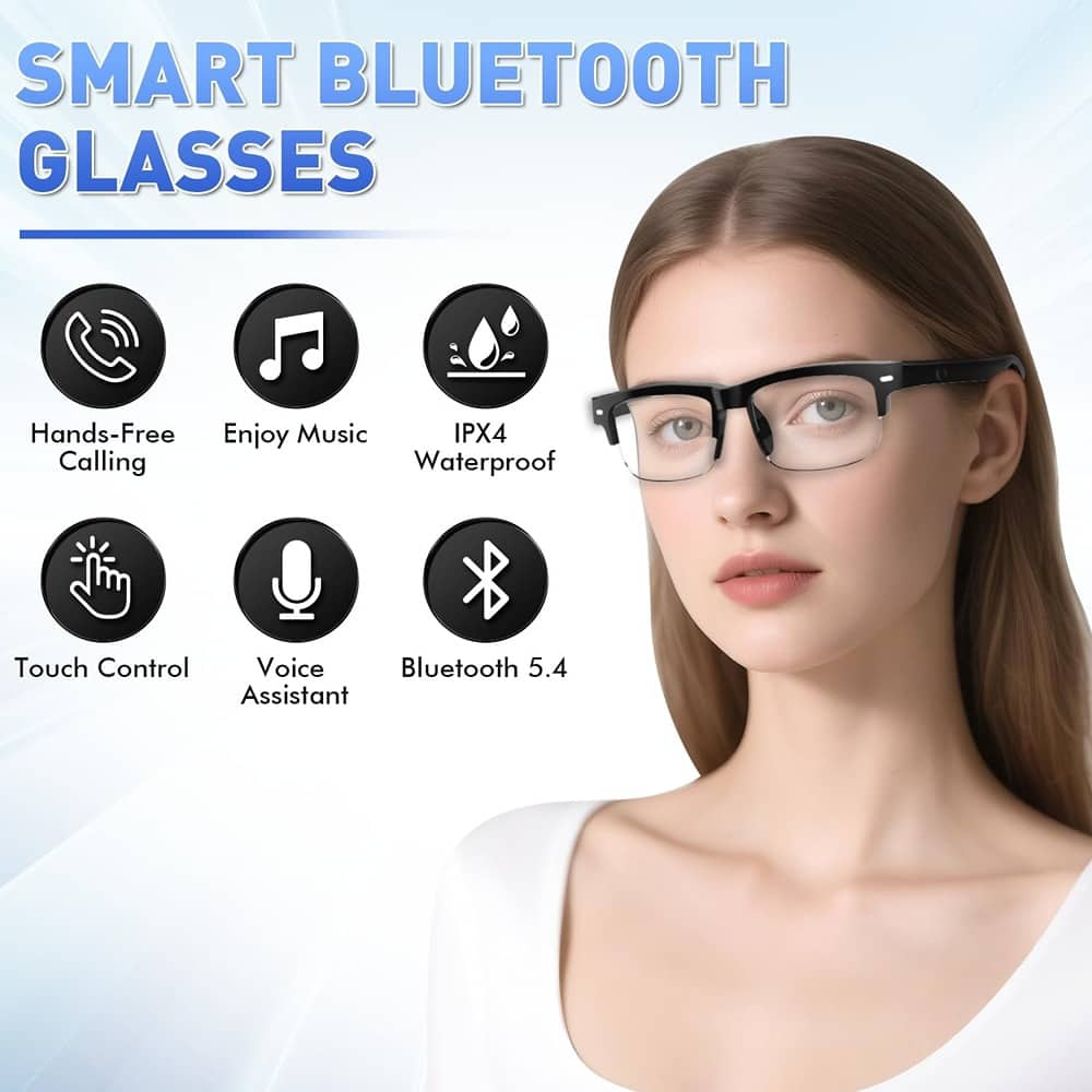 ACJPR - Smart Bluetooth Glasses – Open-Ear Audio, Photochromic Lenses - Black