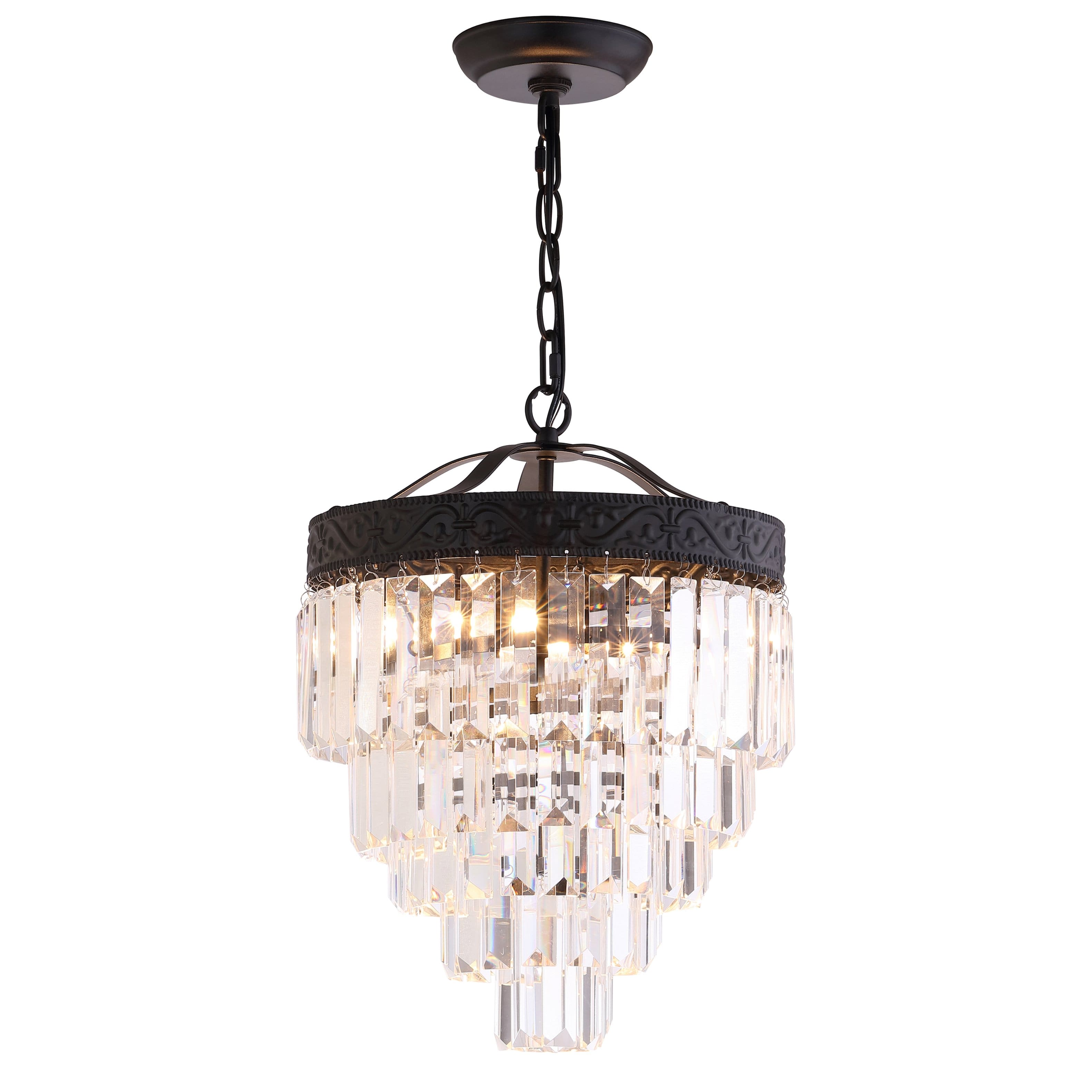 Jonathan Y - Wyatt 12" 2-Light Crystal LED Chandelier, Bronze/ Clear - Bronze / Clear
