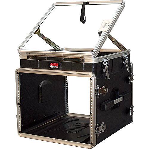 Alt View 1. Gator - 10U Top, 8U Bottom Slant Top Console Rack Case, Molded Polyethylene, Rear Wire Access.