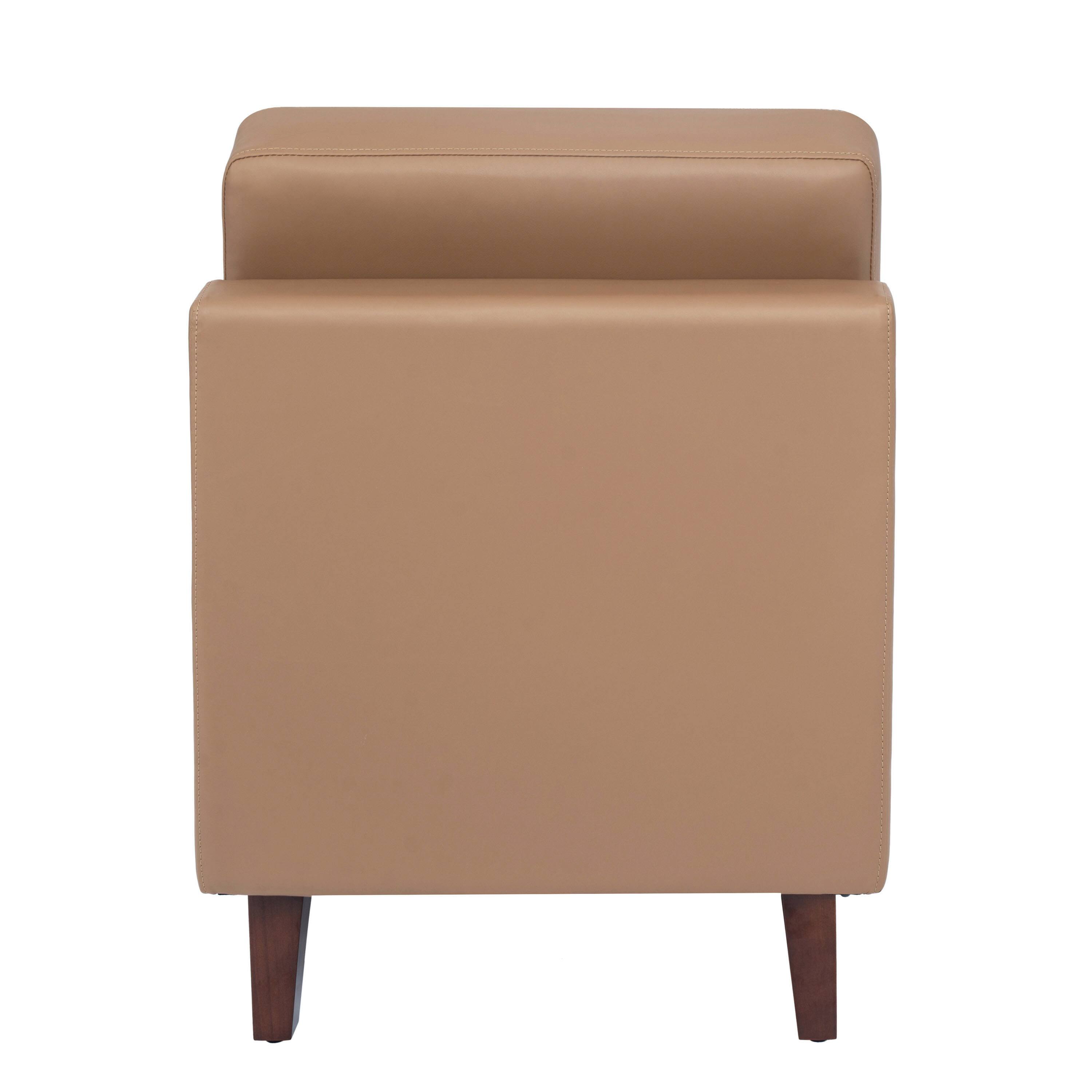 Back. Flash Furniture - HERCULES Artemis Cognac LeatherSoft Middle Reception Chair with Wooden Walnut Legs with Adjustable Floor Glides - Brown.