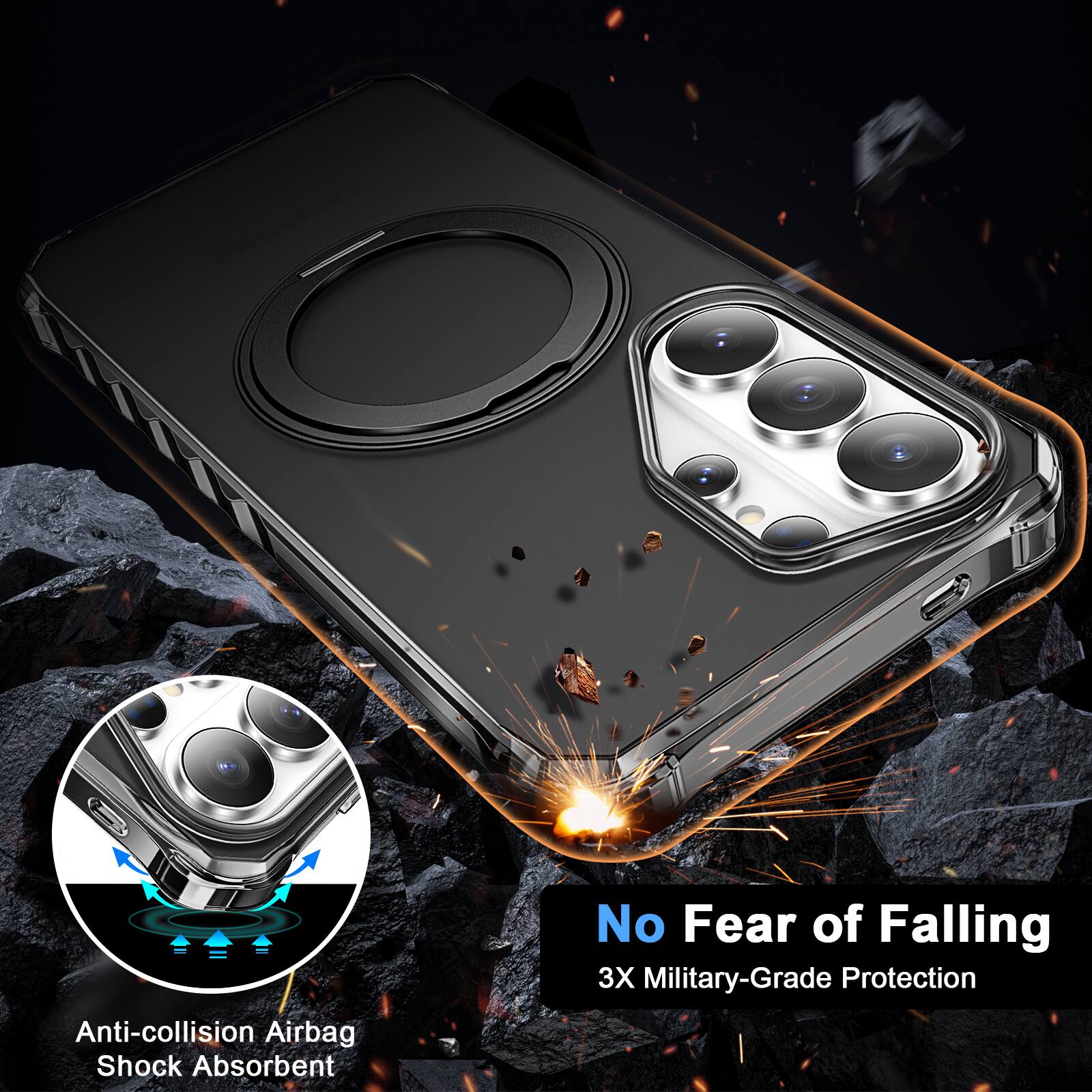 Anti-collision Airbag  
Shock Absorbent  
No Fear of Falling  
3X Military-Grade Protection