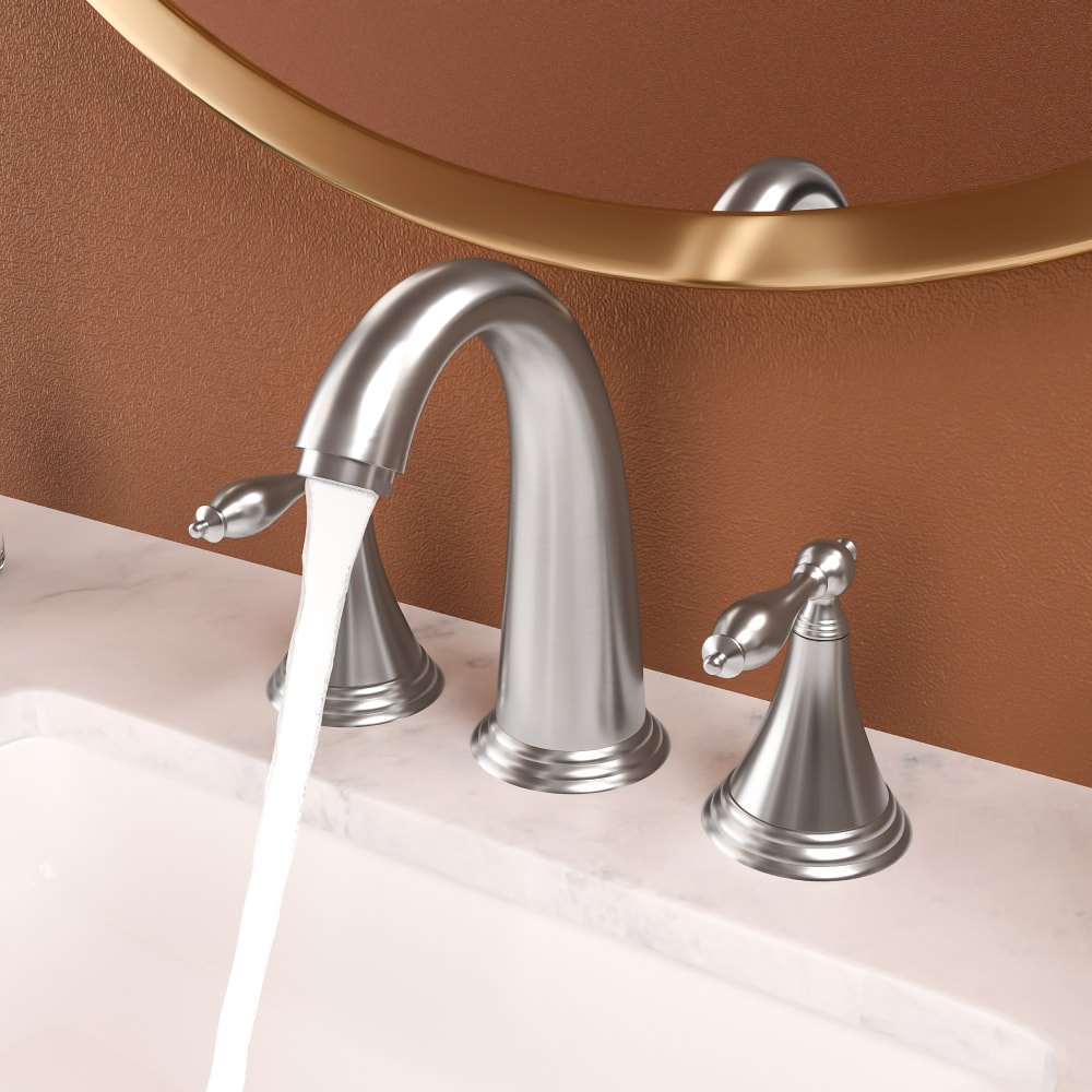 2 Handle Widespread Bathroom Faucet 3 Hole with Pop Up Drain and 2 Water Supply Lines
