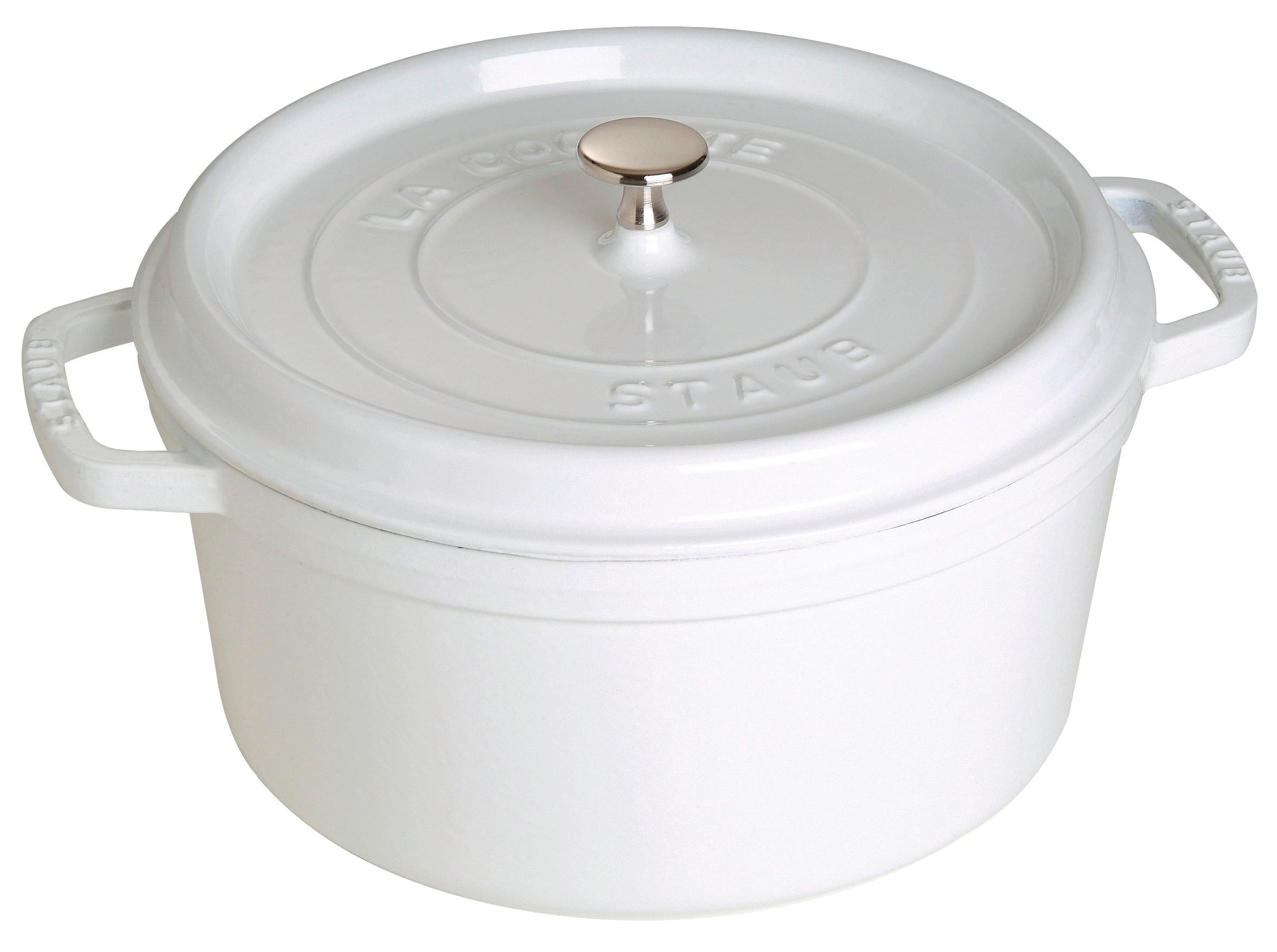 Staub - Cast Iron Round Cocotte, Dutch Oven, 7-quart, serves 7-8, Made in France - White