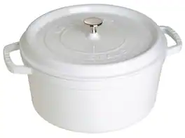 Staub - Cast Iron Round Cocotte, Dutch Oven, 7-quart, serves 7-8, Made in France - White
