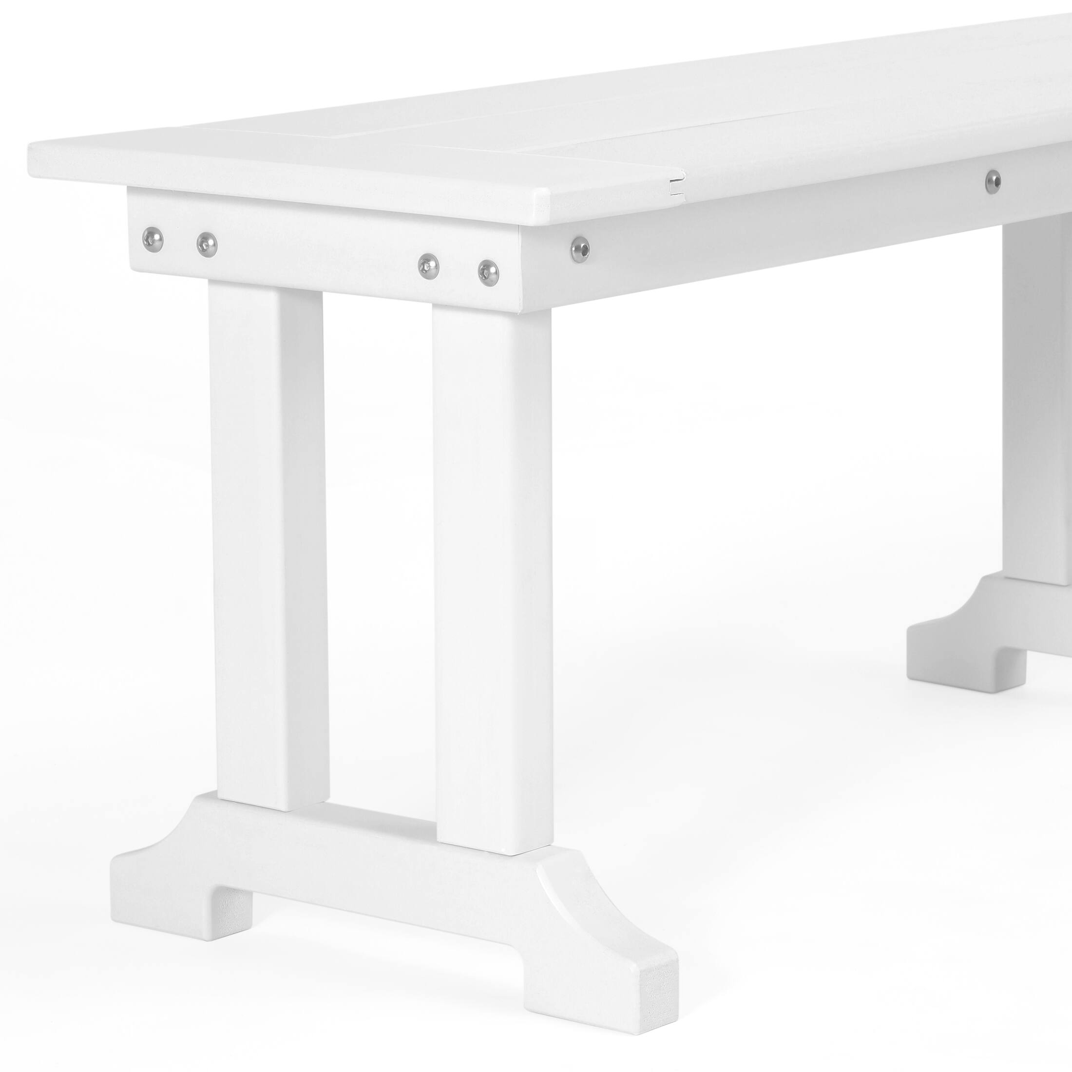 Alt View 3. WestinTrends - WestinTrends Malibu 65" Outdoor Patio Trestle Dining Bench - White.