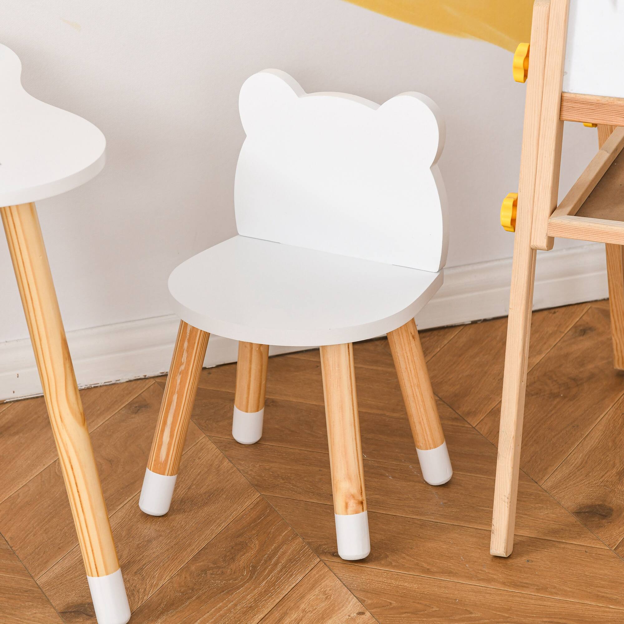 Alt View 5. Qaba - Wooden Kids Table and Chair Set Ideal for Arts, Meals, Homework, Cute Toddler Activity Table for Age 1-4 Years - White.