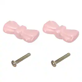 Unique Bargains - 2pcs Butterfly Ceramic Cabinet Knobs, Decorative Drawer Pulls w/ Screws for Cupboards - Light Pink