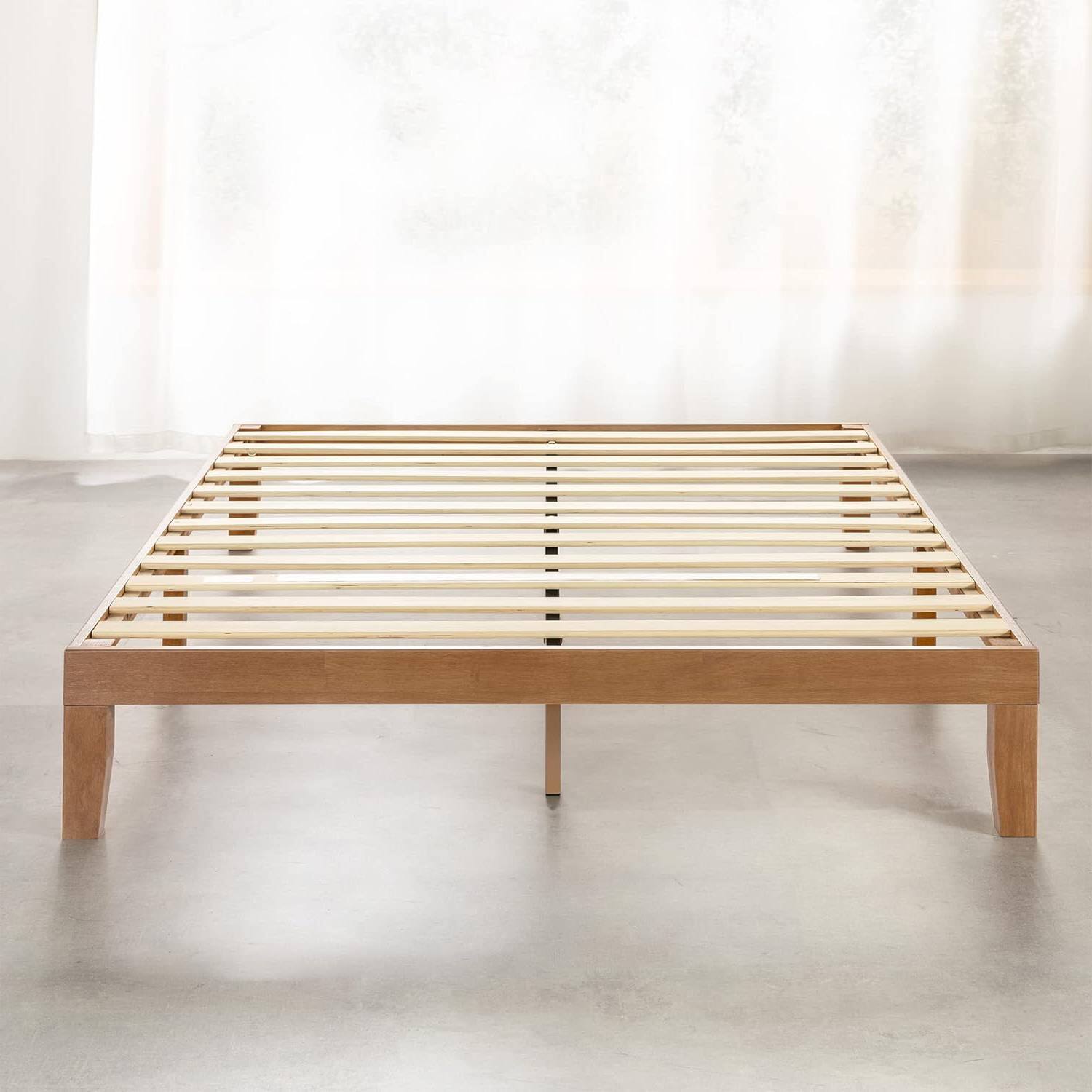 Left. Hivvago - Hivvago California King size Solid Wood Platform Bed Frame in Wooden Finish - Brown.