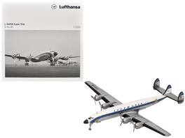 Herpa - Lockheed L-1649A Super Star Commercial Aircraft Lufthansa (D-ALUB) Stripes 1/200 Diecast Model Airplane - White with Blue