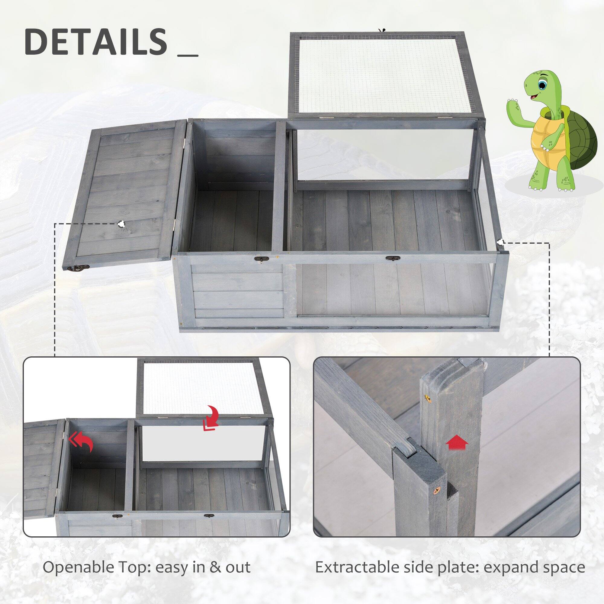 DETAILS

- Openable Top: easy in & out
- Extractable side plate: expand space