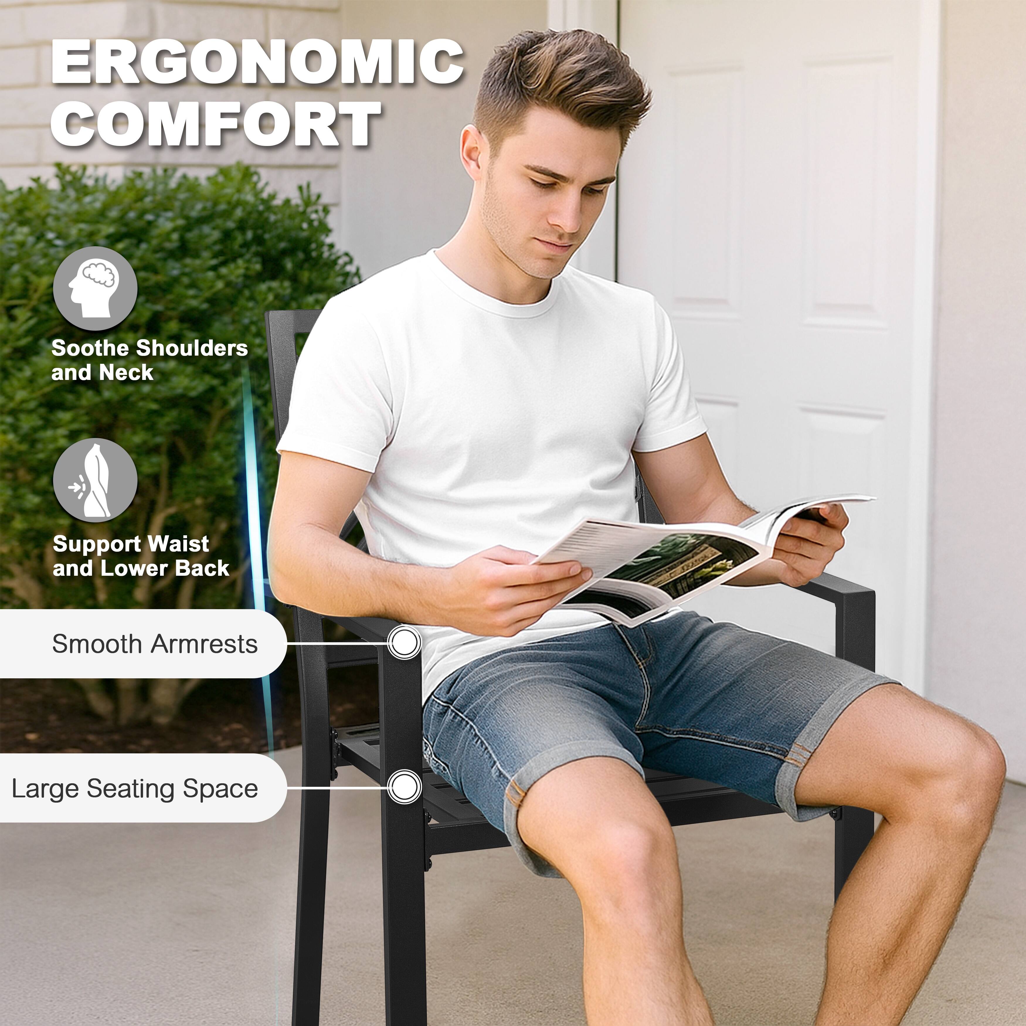 ERGONOMIC COMFORT

- Soothe Shoulders and Neck
- Support Waist and Lower Back
- Smooth Armrests
- Large Seating Space