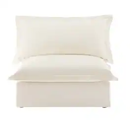 Ropilly - Cream Armless Sofa, Chenille Single Seat Sofa with Deep Seat and Removable Covers - Cream