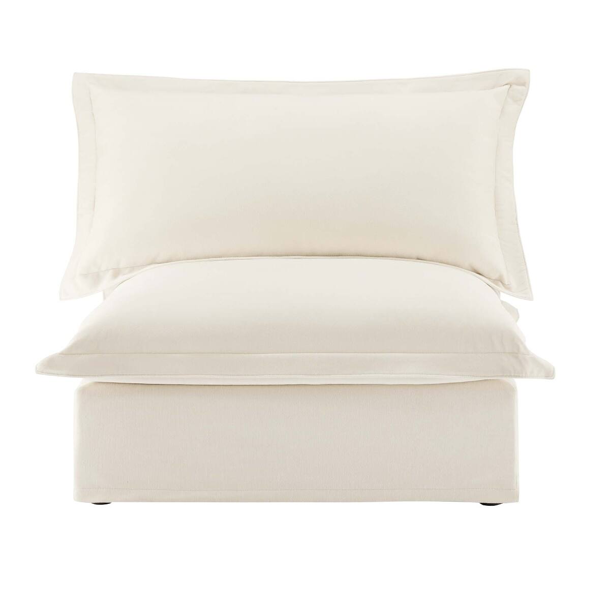Front. Ropilly - Ropilly Cream Armless Sofa, Chenille Single Seat Sofa with Deep Seat and Removable Covers - Cream.