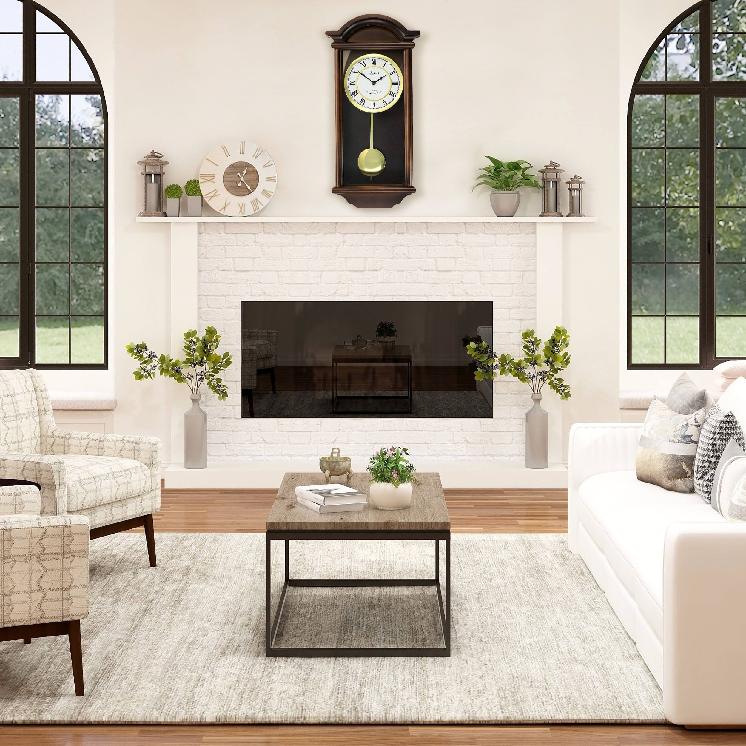 Alt View 7. Bedford Clock Collection - Bedford Clock Collection George 22 Inch Chestnut Wood Chiming Pendulum Wall Clock - Brown.