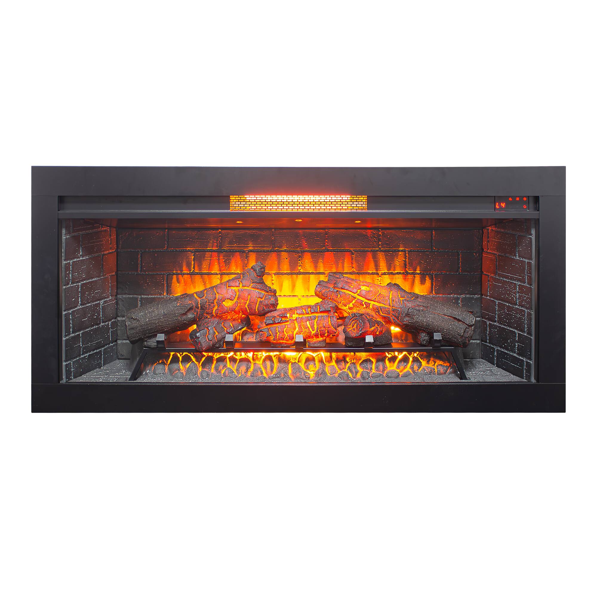 Angle. Mondawe - 42" Infrared Electric Fireplace Insert w/ Removable Trim, Touch Panel, Built-in Speaker, CSA/UL Certified - Black.