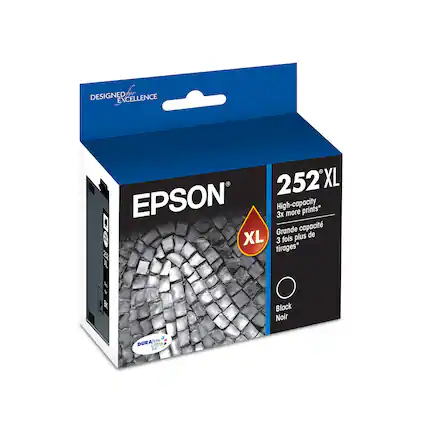 Designed Excellence E 252XL XL EPSON High-capacity 3x more prints* Grande capacit 7X plus de 3 fois tirages*: 4! f 4 Black Noir DURAirio Uirite Uitra -