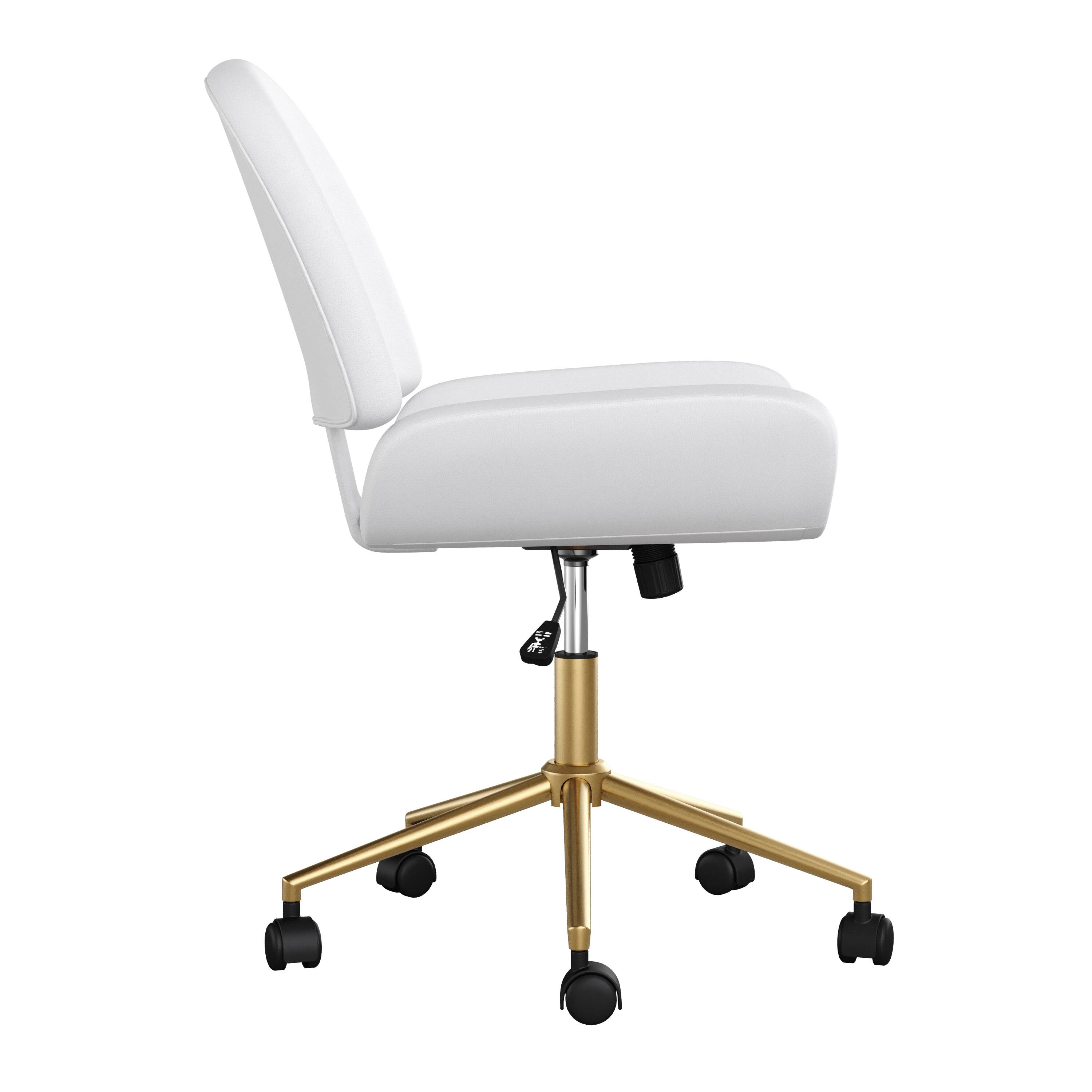 Alt View 20. Martha Stewart - Tyla Faux Leather Office Chair - White Faux Leather/Polished Brass.