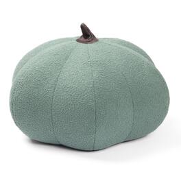 Jaxx - Pumpkin Pouf - Luxurious Ottoman for Fall & Halloween Décor - Boucle Green - Boucle White