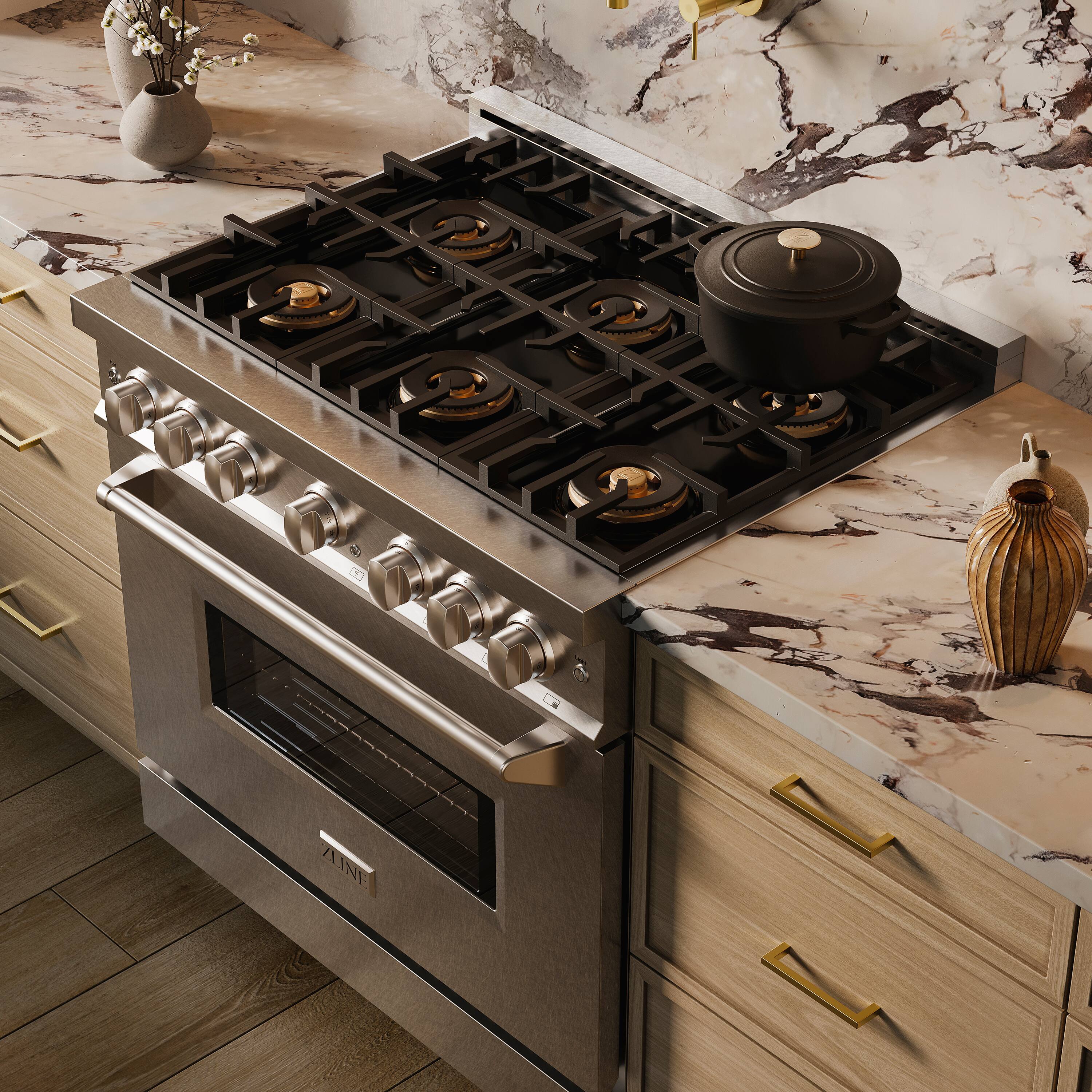 Alt View 6. ZLINE - 36 in. 5.2 cu. ft. Classic Freestanding Gas Range with 6 DuoPro Burners and Convection Oven in Satin Stainless Steel - Satin Stainless Steel.