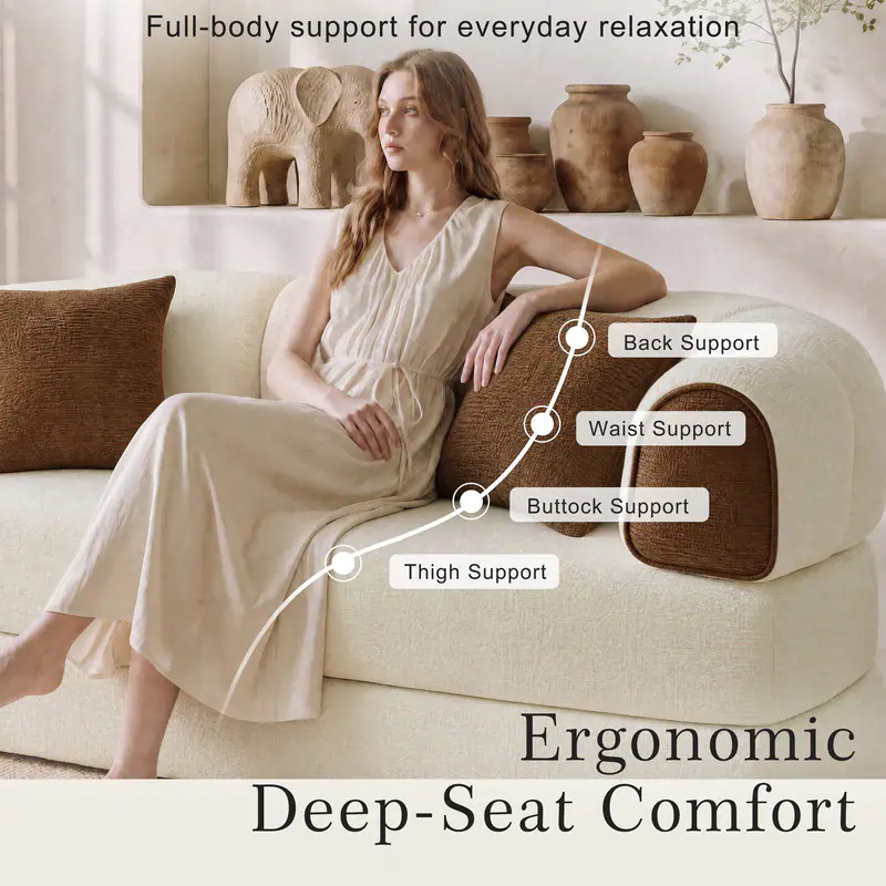 Full-body support for everyday relaxation

- Back Support
- Waist Support
- Buttock Support
- Thigh Support

Ergonomic Deep-Seat Comfort