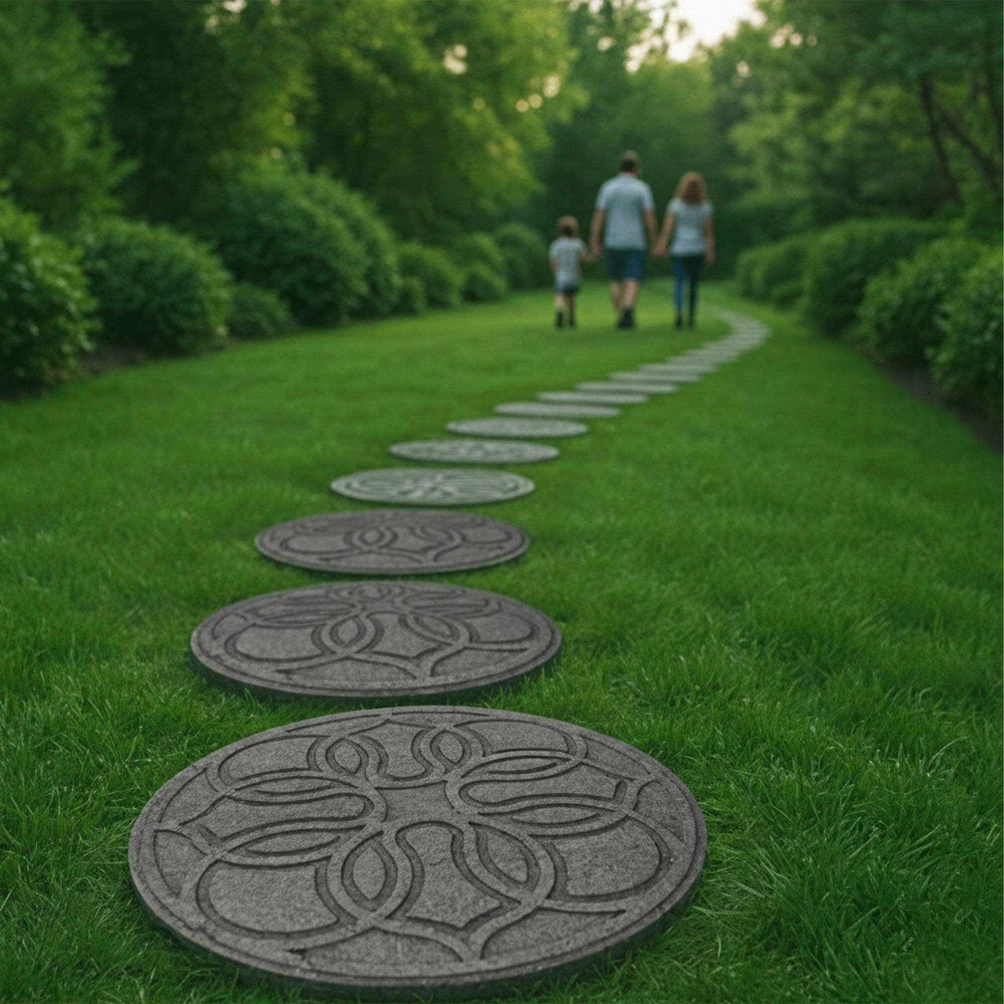 Alt View 4. Tierra Verde - TierraVerde 4 Pack 18" x 18" Pendant Round Decorative Stepping Stones, Grey - Gray.