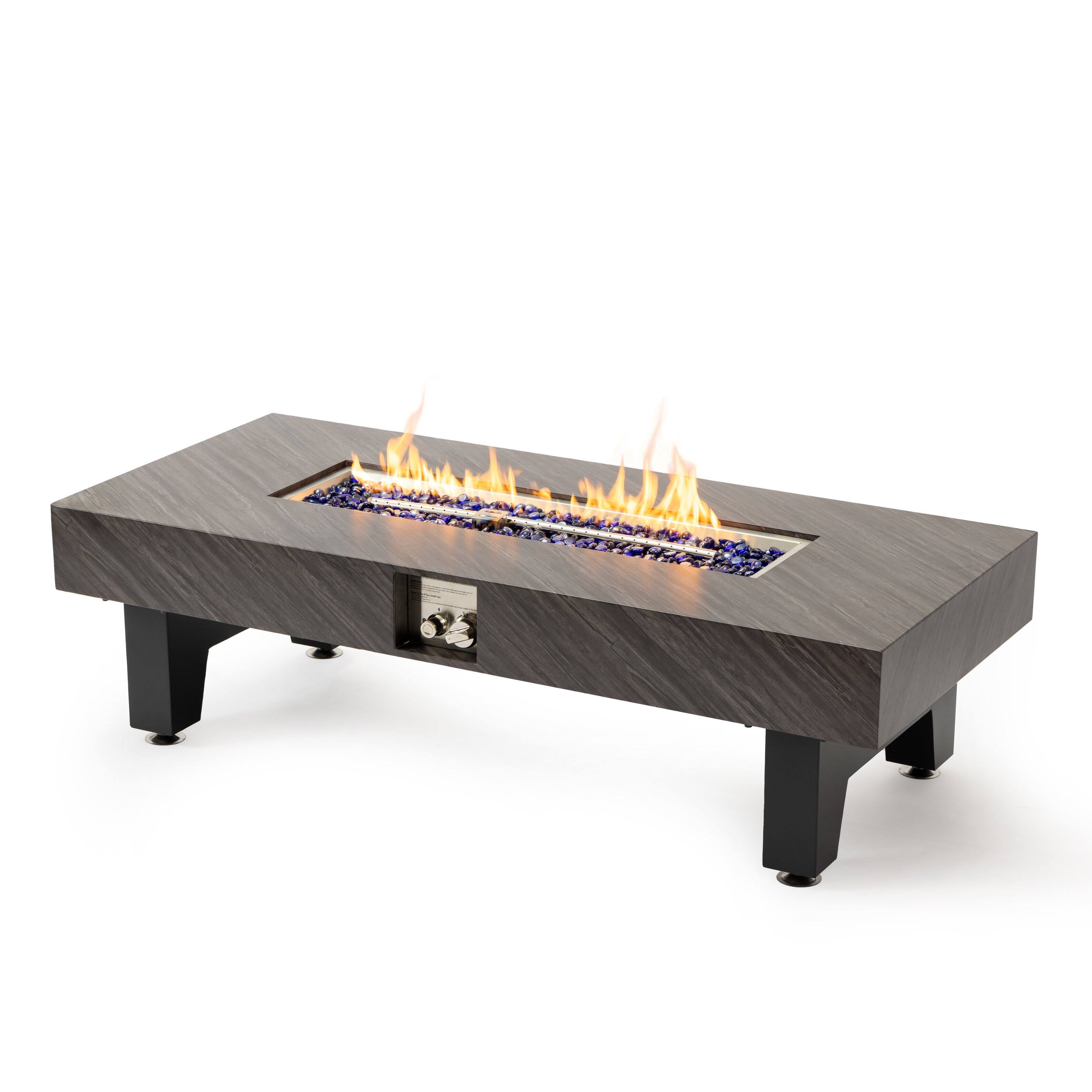 Alt View 3. PexFix - 54" Propane Fire Pit Table, 50,000 BTU Outdoor Heater with Stone Finish & Waterproof Cover for Patio Deck - Grey.