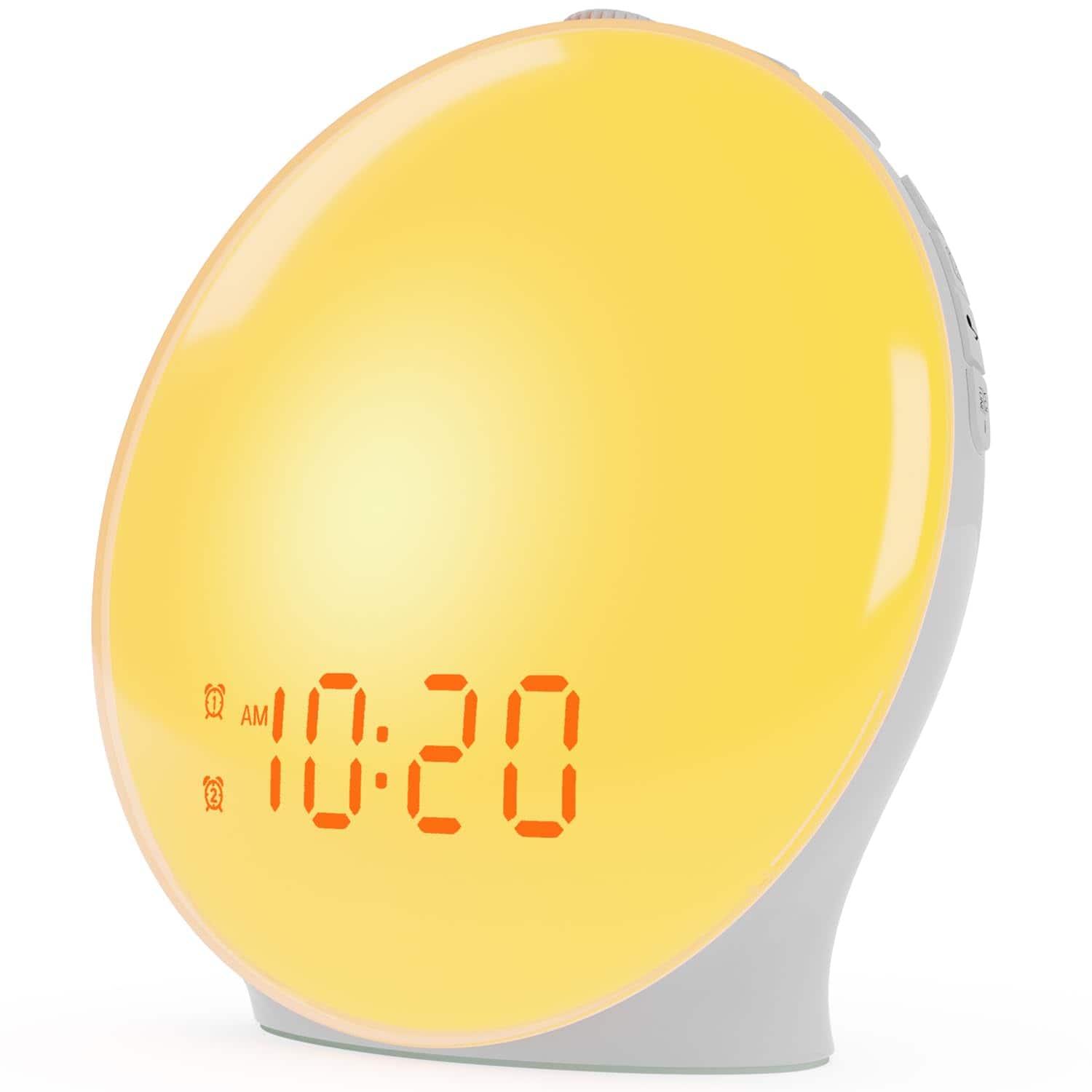 Cedar Assembly - Wake Up Light Sunrise Alarm Clock For Heavy Sleepers Bedroom Noise Sound Machine With 17 Nihgt Lights 25 - White