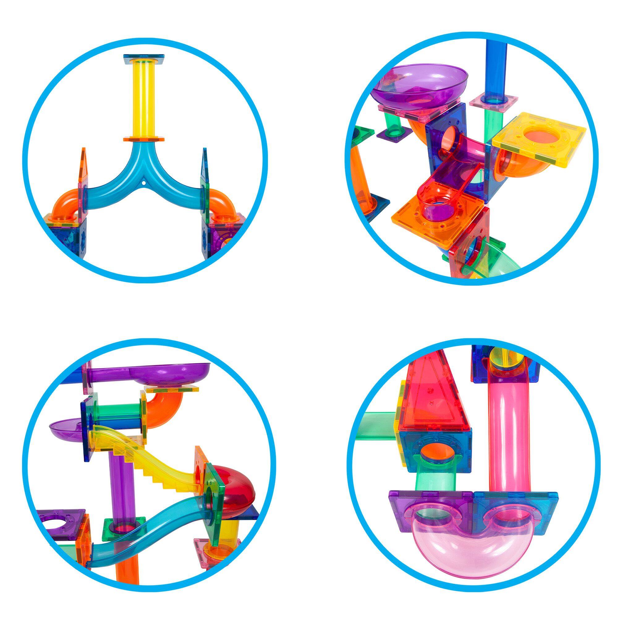Alt View 6. PicassoTiles - PICASSO-TILES Marble Run Magnetic Tiles for Kids, 200PCS, Construction Magnet Tiles Race Track Building Blocks STEM Toy - Multicolor.