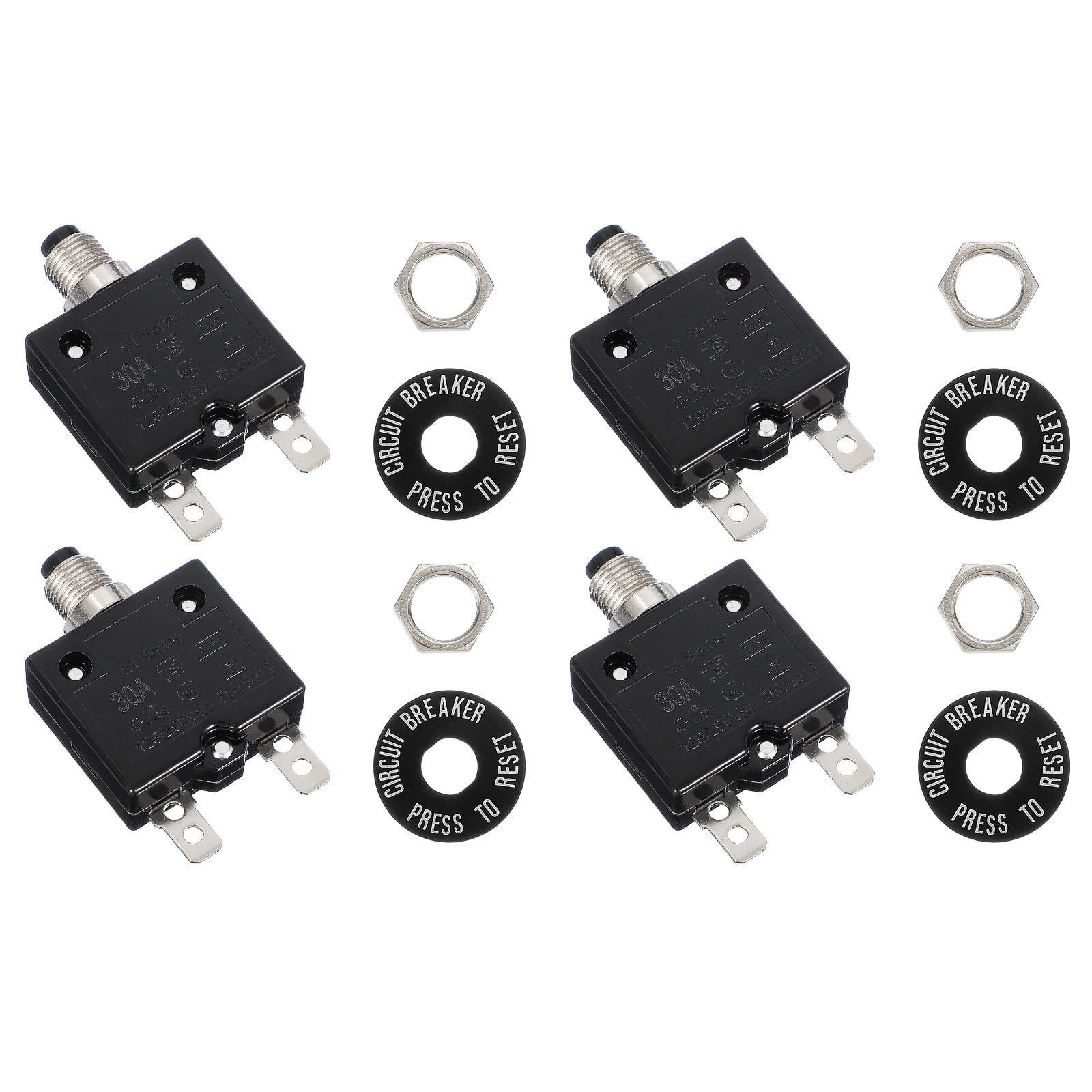 Unique Bargains - 4pcs 30A Push Button Circuit Breaker, 125/250V AC,50V DC, Manual Reset Thermal Overload Protector for Industrial - Black price history on PriceWatchPro
