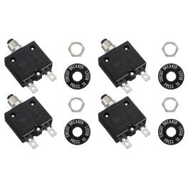 Unique Bargains - 4pcs 30A Push Button Circuit Breaker, 125/250V AC,50V DC, Manual Reset Thermal Overload Protector for Industrial - Black