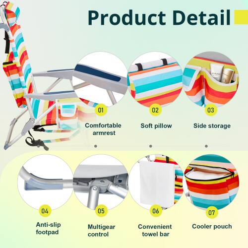 Product Detail

01 Comfortable armrest  
02 Soft pillow  
03 Side storage  
04 Anti-slip footpad  
05 Multigear control  
06 Convenient towel bar  
07 Cooler pouch