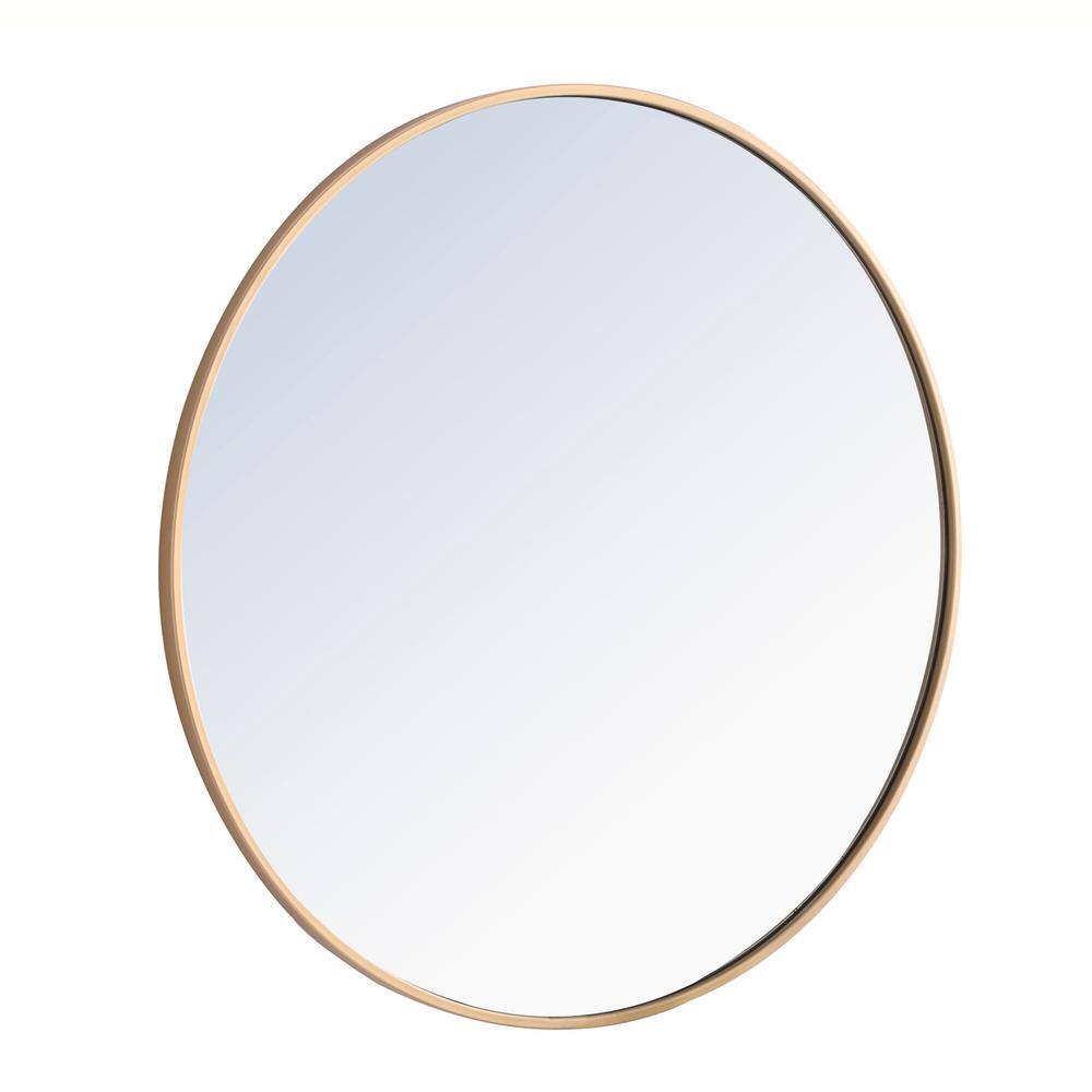 Back. Elegant Decor - Metal frame Round Mirror 32 inch Brass finish - Brass.