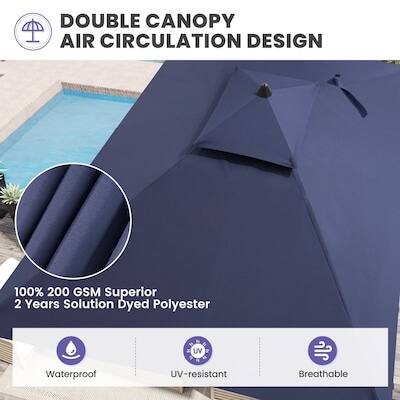 DOUBLE CANOPY AIR CIRCULATION DESIGN

100% 200 GSM Superior 2 Years Solution Dyed Polyester

Waterproof
UV-resistant
Breathable