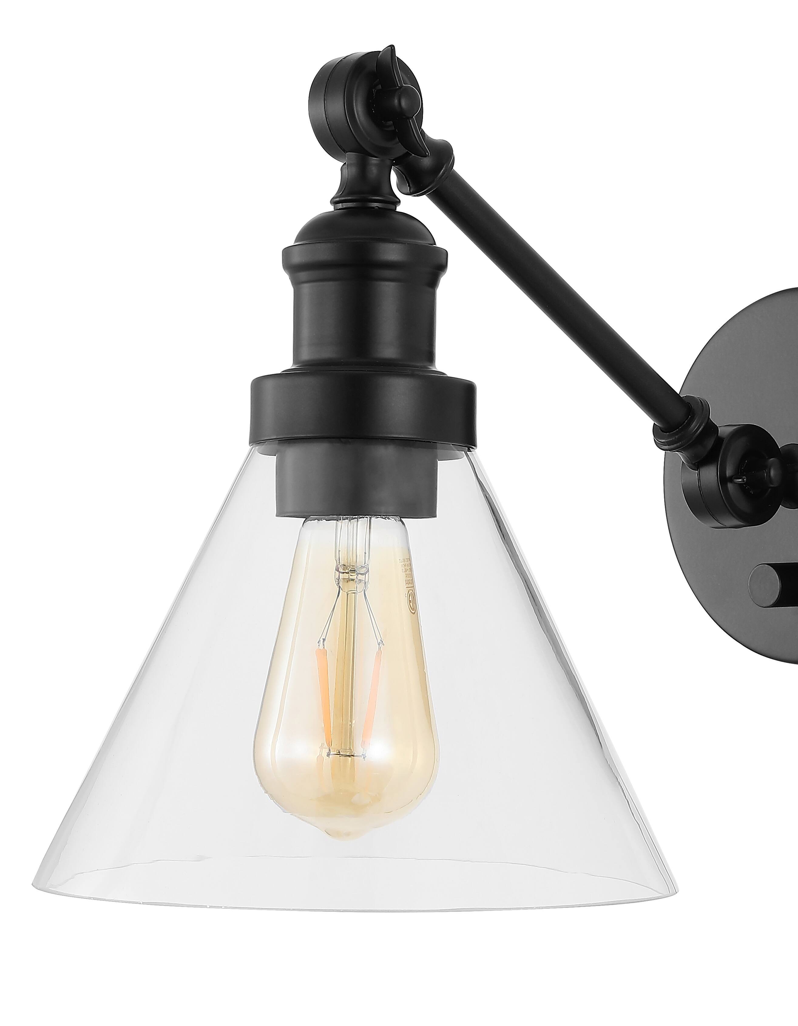 Alt View 3. Jonathan Y - Cowie 8" Iron/Glass Adjustable LED Wall Sconce, Oil Rubbed Bronze - Oil Rubbed Bronze.