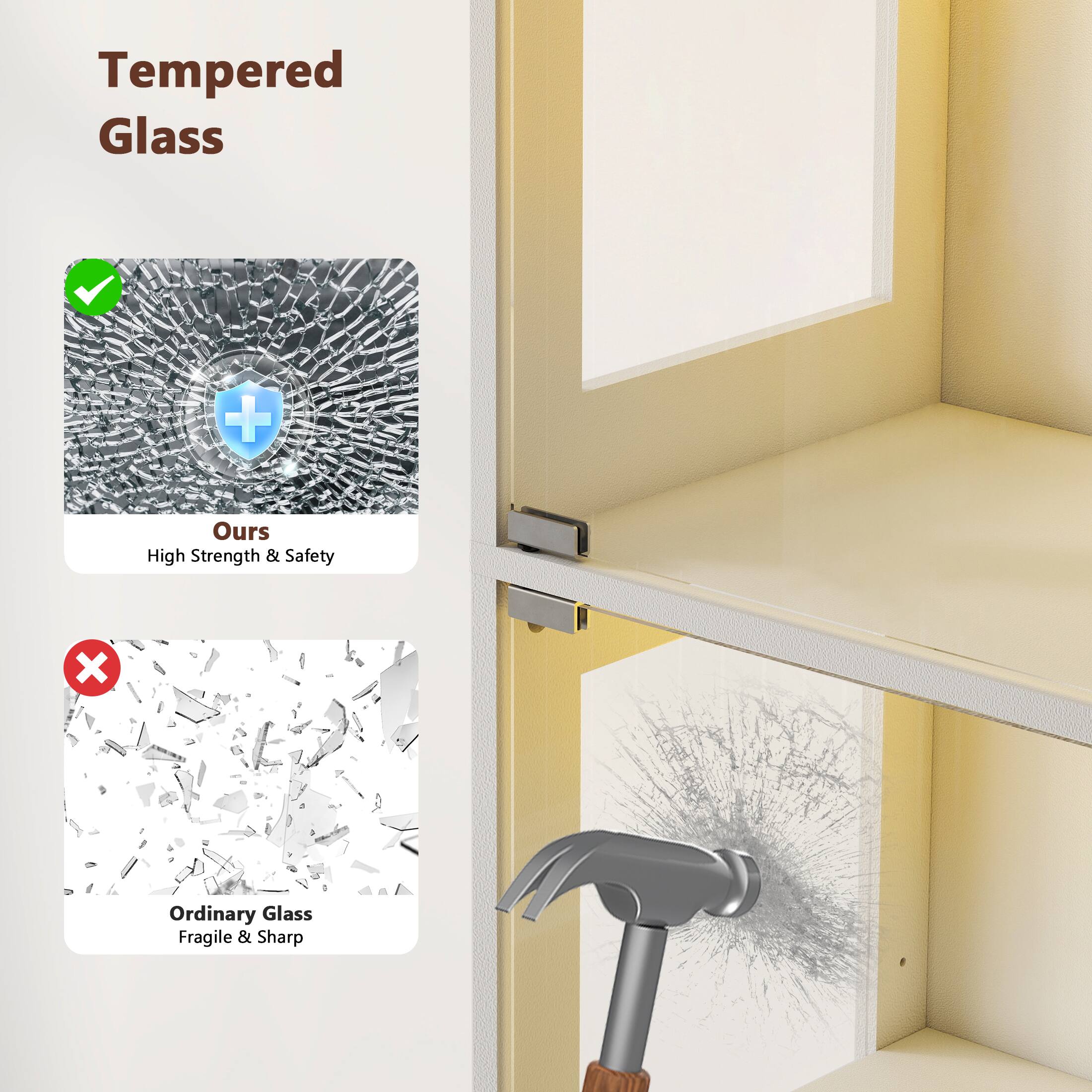 Tempered Glass

- Ours
  - High Strength & Safety

- Ordinary Glass
  - Fragile & Sharp