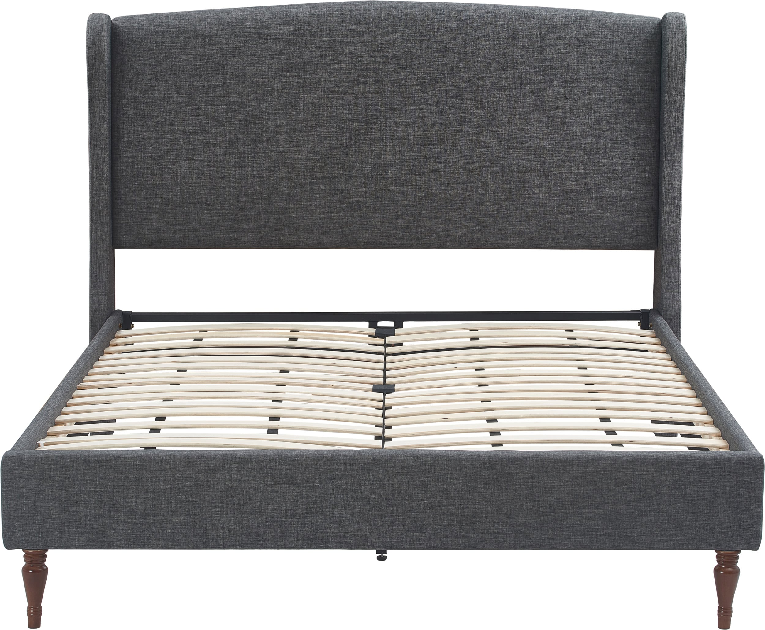 Front. Finch - Elmhurst Upholstered Wing Bed Frame Queen Size - Gray.