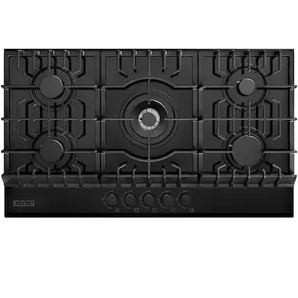 Front. Empava - 36 in. 5 Burners Recessed Gas on Glass Cooktop - Black.
