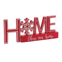 BreeBe - Snowflake Bless This Home Tabletop Sign 12.5"L - Red, White
