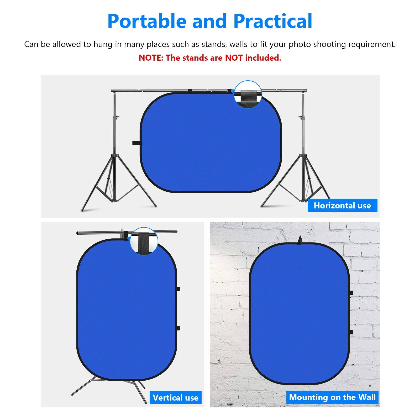 Portable and Practical

Can be allowed to hang in many places such as stands, walls to fit your photo shooting requirement.

NOTE: The stands are NOT included.

- Horizontal use
- Vertical use
- Mounting on the Wall