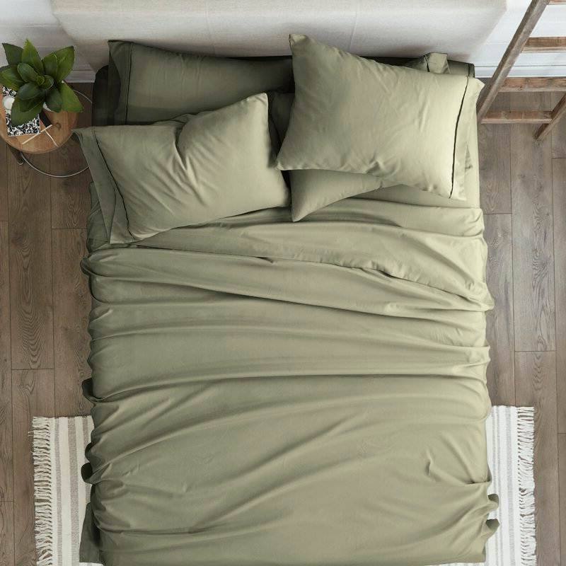 Angle. Hivvago - Twin XL Sage 4 PCS Soft Wrinkle Resistant Microfiber/Polyester Sheet Set - Sage.