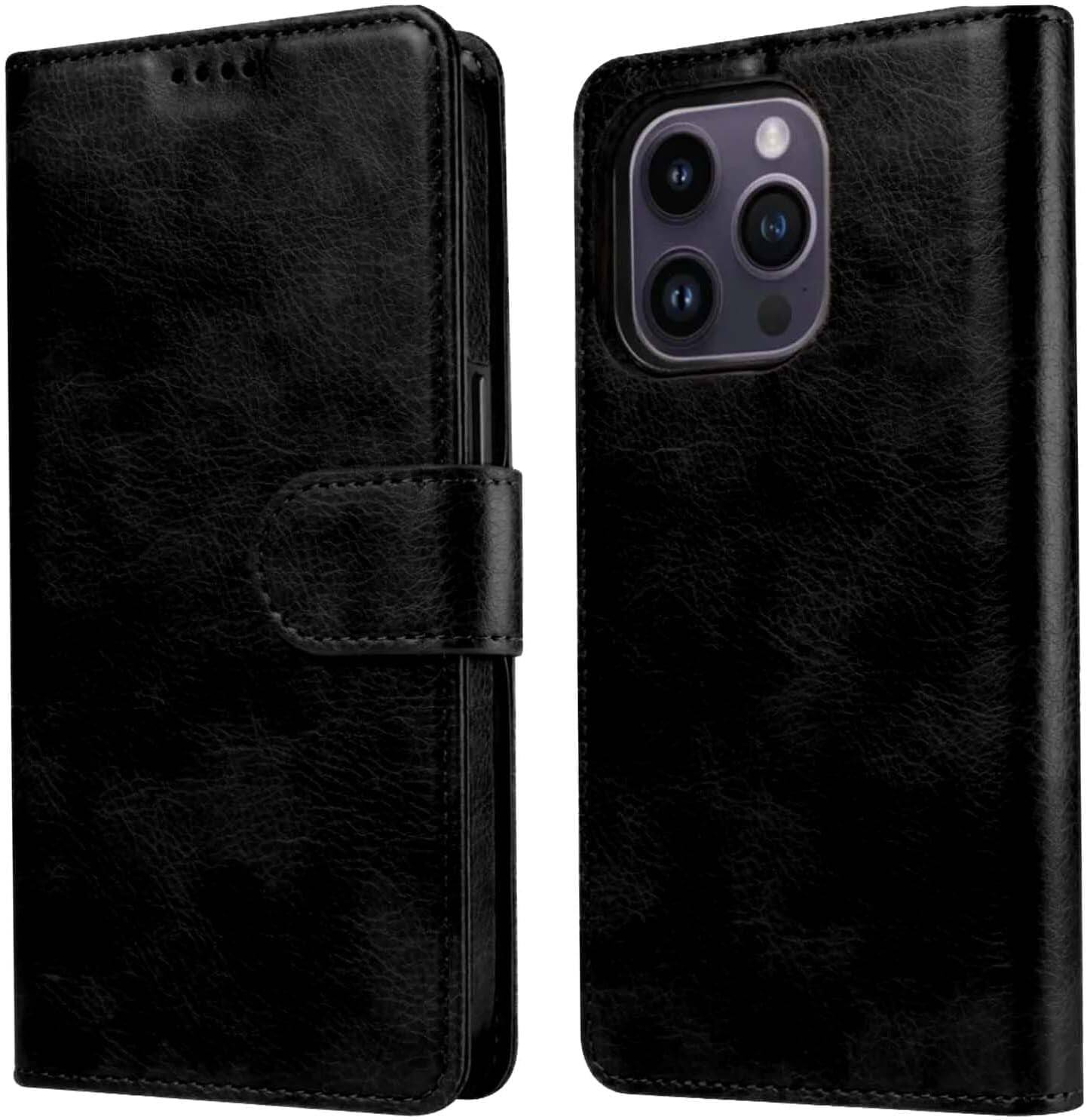 Front. RadEnergy - RadEnergy Leather Wallet Case with EMF Protection for iPhone 12 Pro Max – Black - Black.