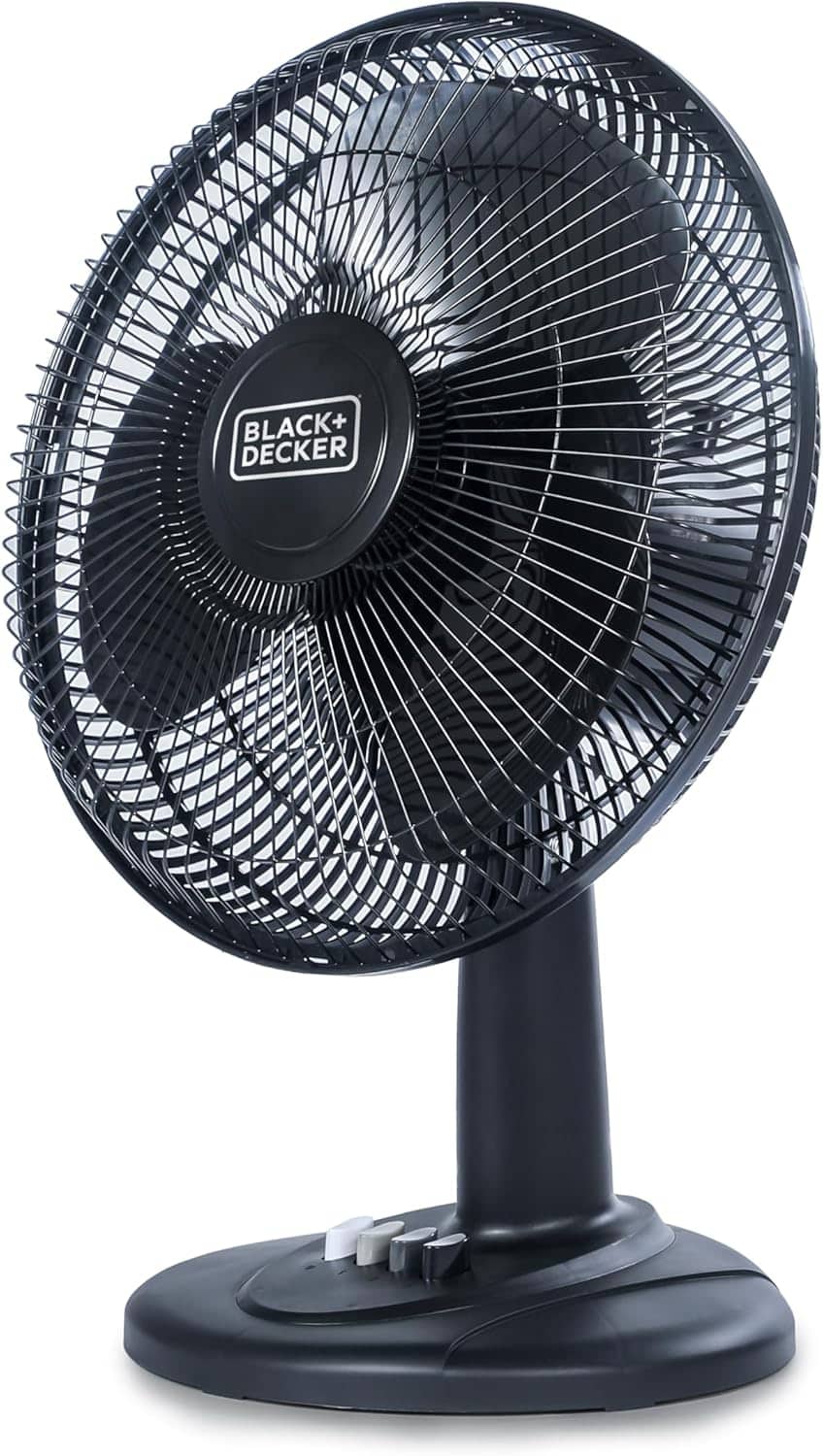 Black+Decker - Desk Fan for Home and Office, 12 inch Fan with 3 Speed Settings - Black