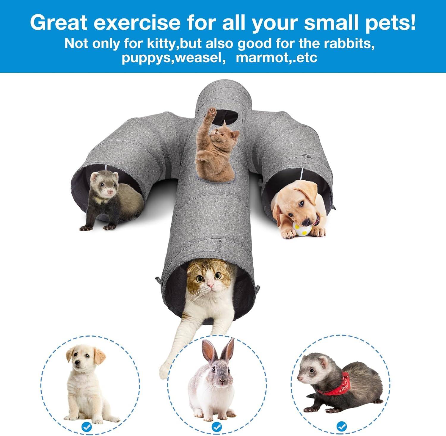 Alt View 5. Ownpets - 12" Cat Tunnel Cactus Shape Collapsible - Gray.