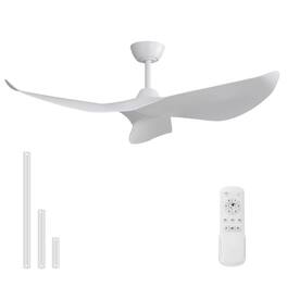Sofucor - 52 Inch Mordern Propeller Ceiling Fan No Light with Remote for Indoor Farmhouse Bedroom Living Room Outdoor Patio Porch - White