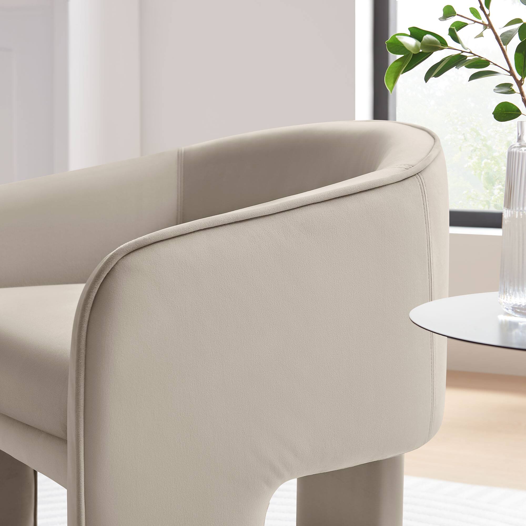 Alt View 5. Modway - Greer Performance Velvet Upholstered Accent Armchair by Modway - White.