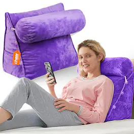 Cheer Collection - Wedge Pillow with Detachable Bolster and Backrest Support - Purple